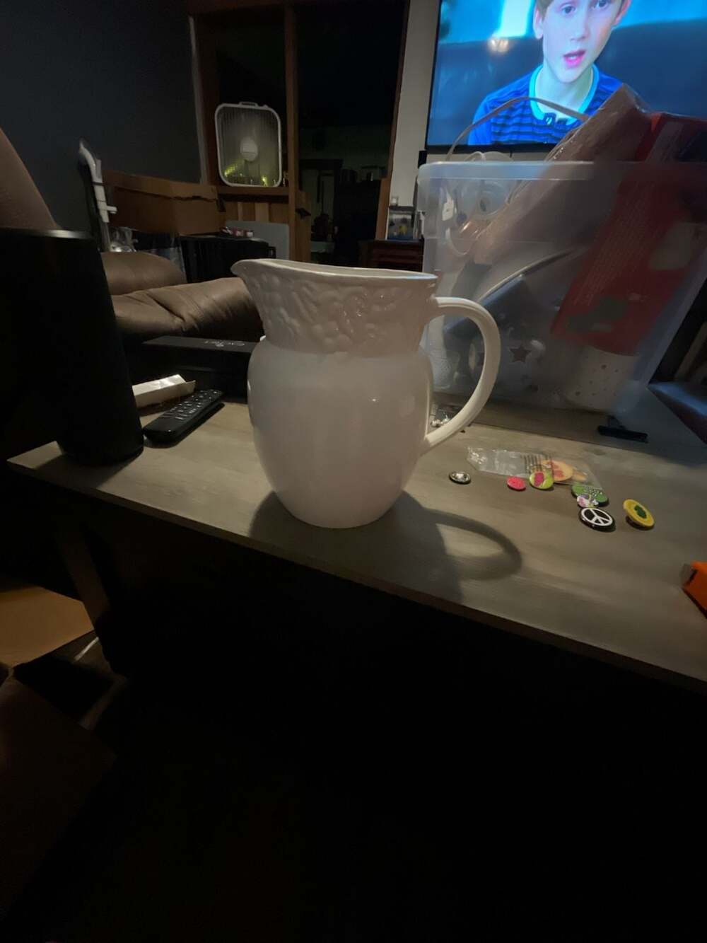 Sonomaware White Embossed Fruit Ceramic Pitcher